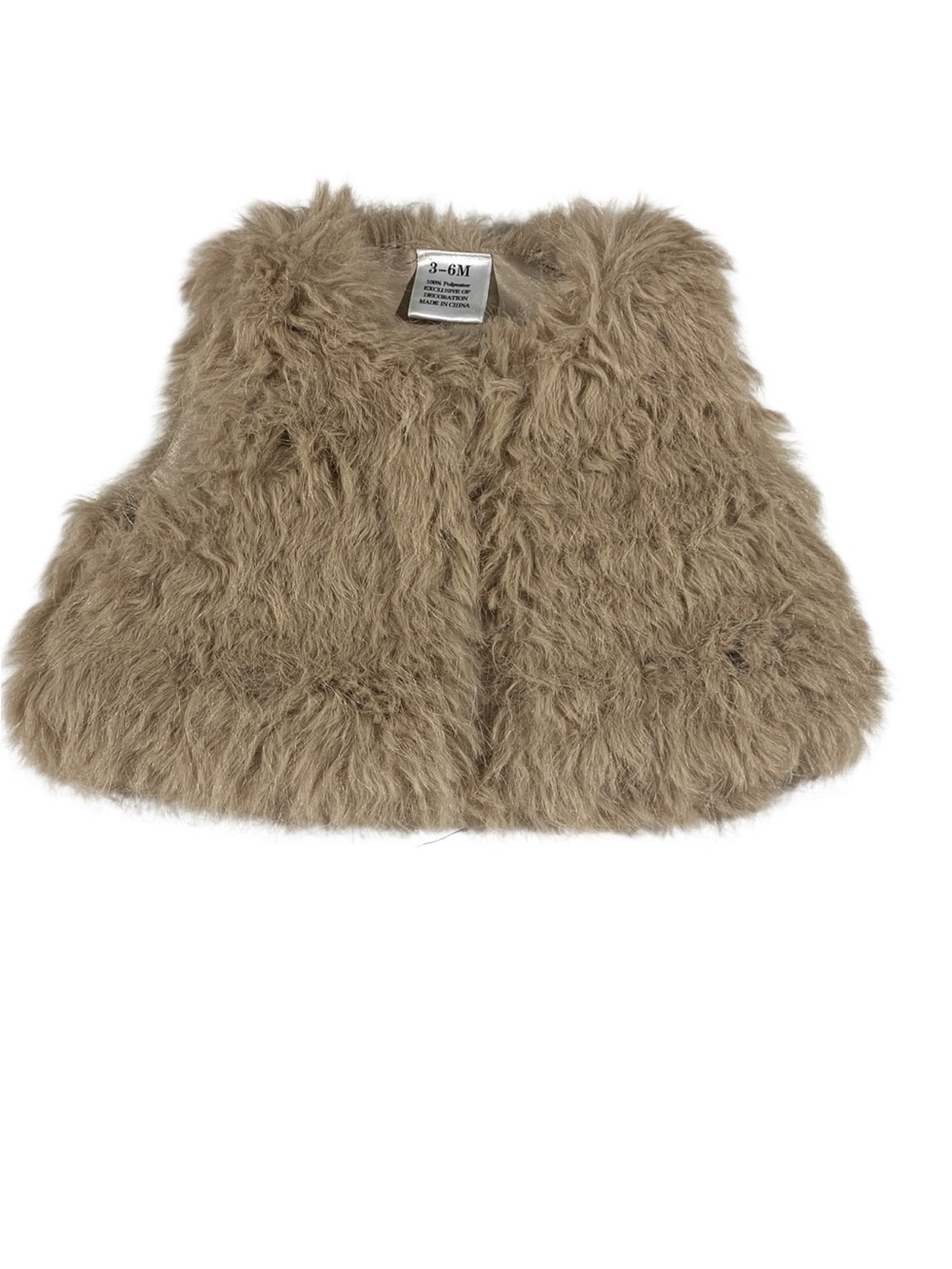 Brown Faux Fur Lined Vest Sleeveless Unisex Baby Toddler 3-6 Months Fall